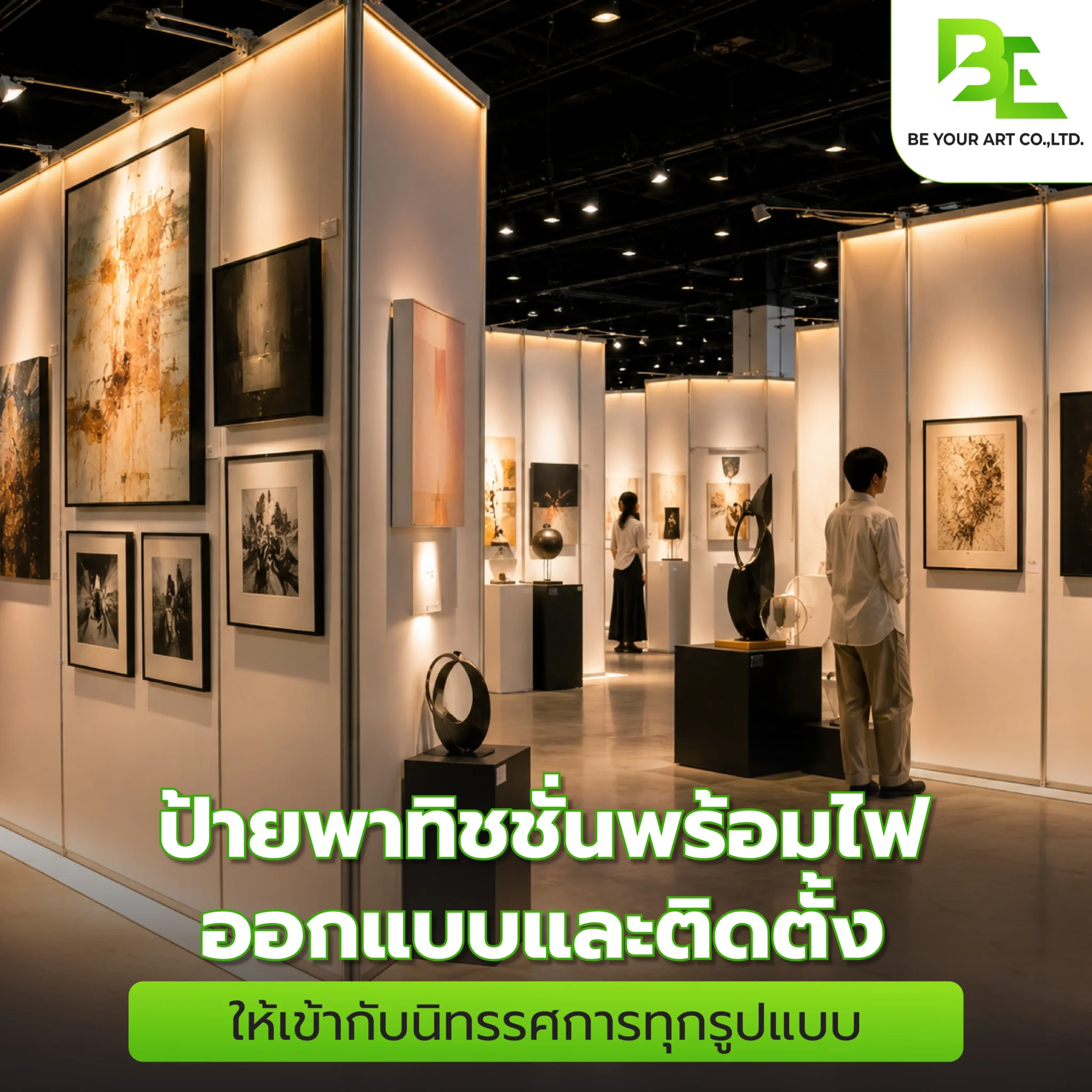 ป้ายพาทิชชั่นพร้อมไฟ ออกแบบและติดตั้งให้เข้ากับทุกนิทรรศ